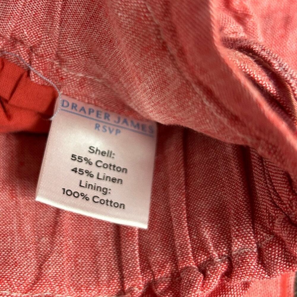 Draper James RSVP Linen Blend Paperbag Waist Shorts Coral Pink Tie Waist Size S - Picture 8 of 9